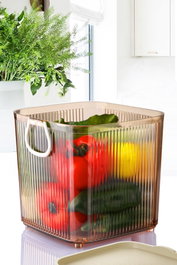 Hermia EM-3099 Cesta de Plástico Color Miel 18 x 18 x 18 cm 4000 ml Ideal para Decoración y Almacenamiento